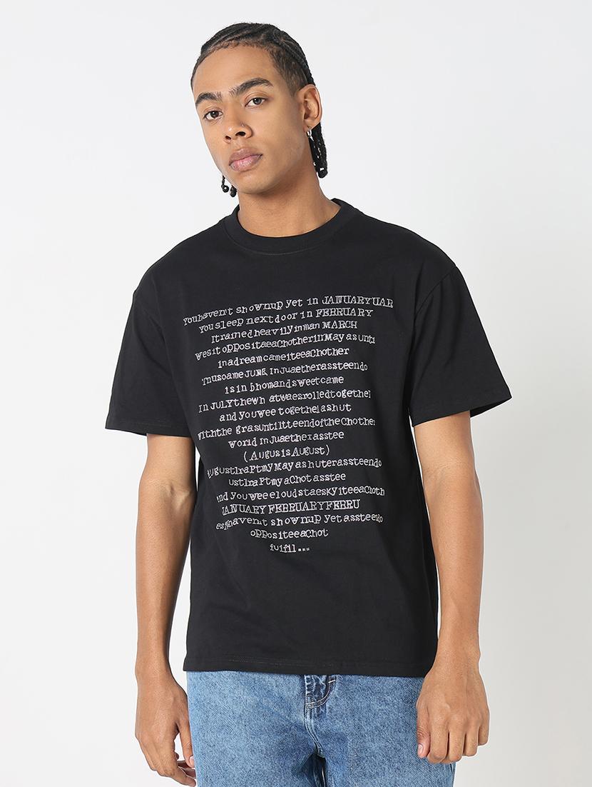 men front print round neck regular fit t-shirt - 21843318 - Standard Image - 1