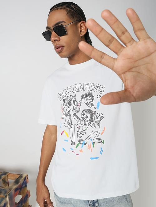 men front print round neck regular fit t-shirt - 21843324 - Standard Image - 0