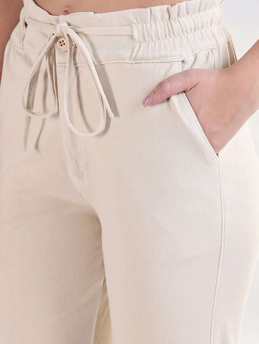 women solid high rise staright trouser - 21843333 -  Standard Image - 4