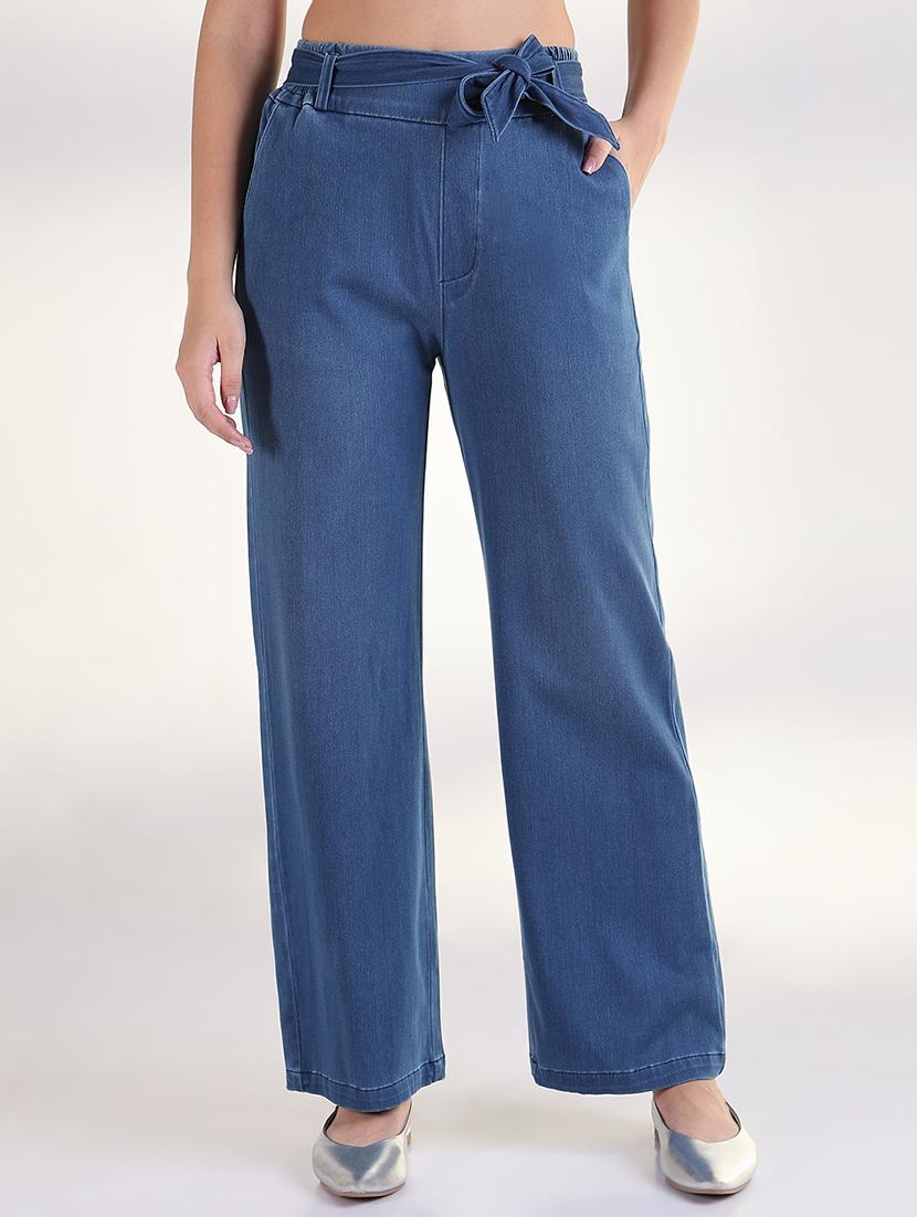 women solid high rise straight trouser - 21843335 -  Standard Image - 1