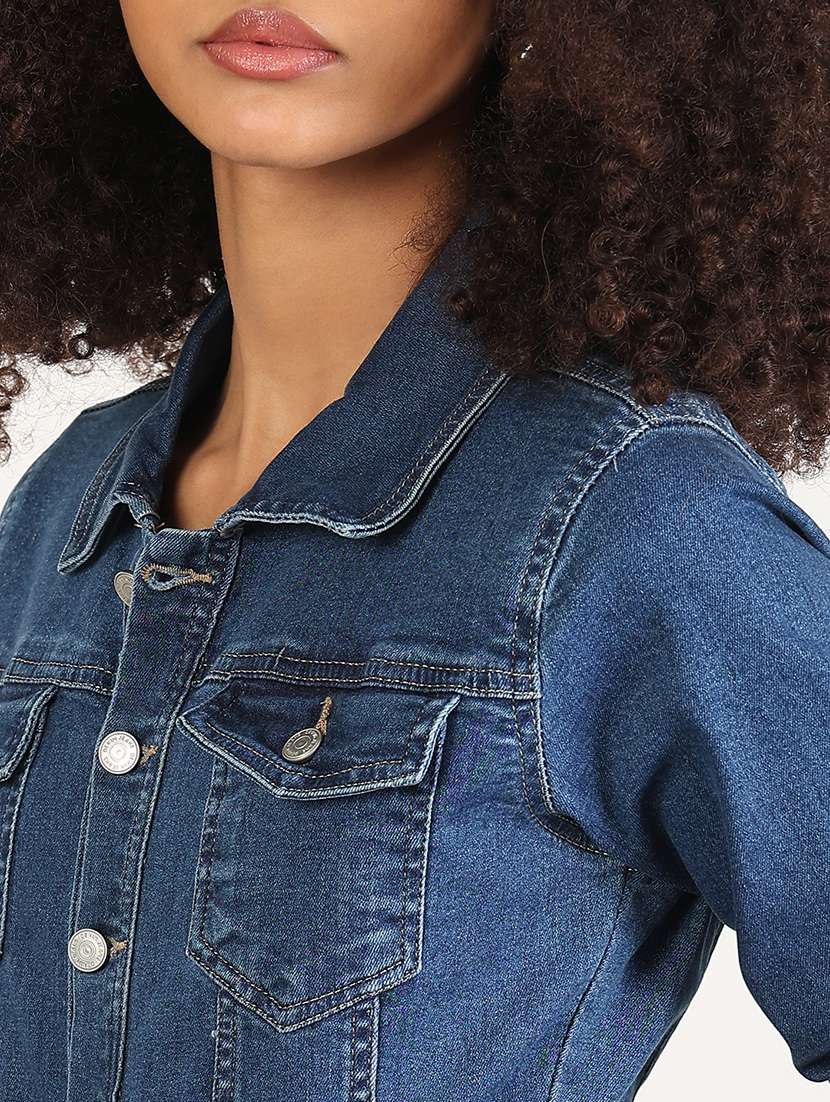 women collared roll-up sleeves denim dress - 21843357 -  Standard Image - 4