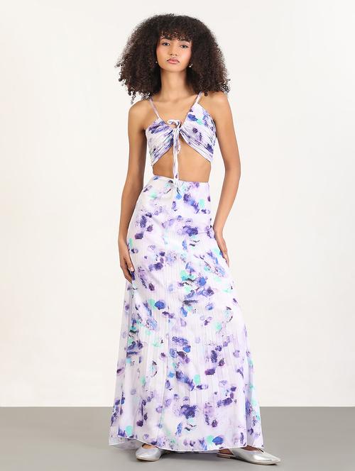 women printed shoulder strap cut out detailed dress - 21843358 -  Standard Image - 0