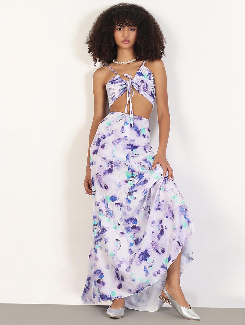 women printed shoulder strap cut out detailed dress - 21843358 - Standard Image - 4