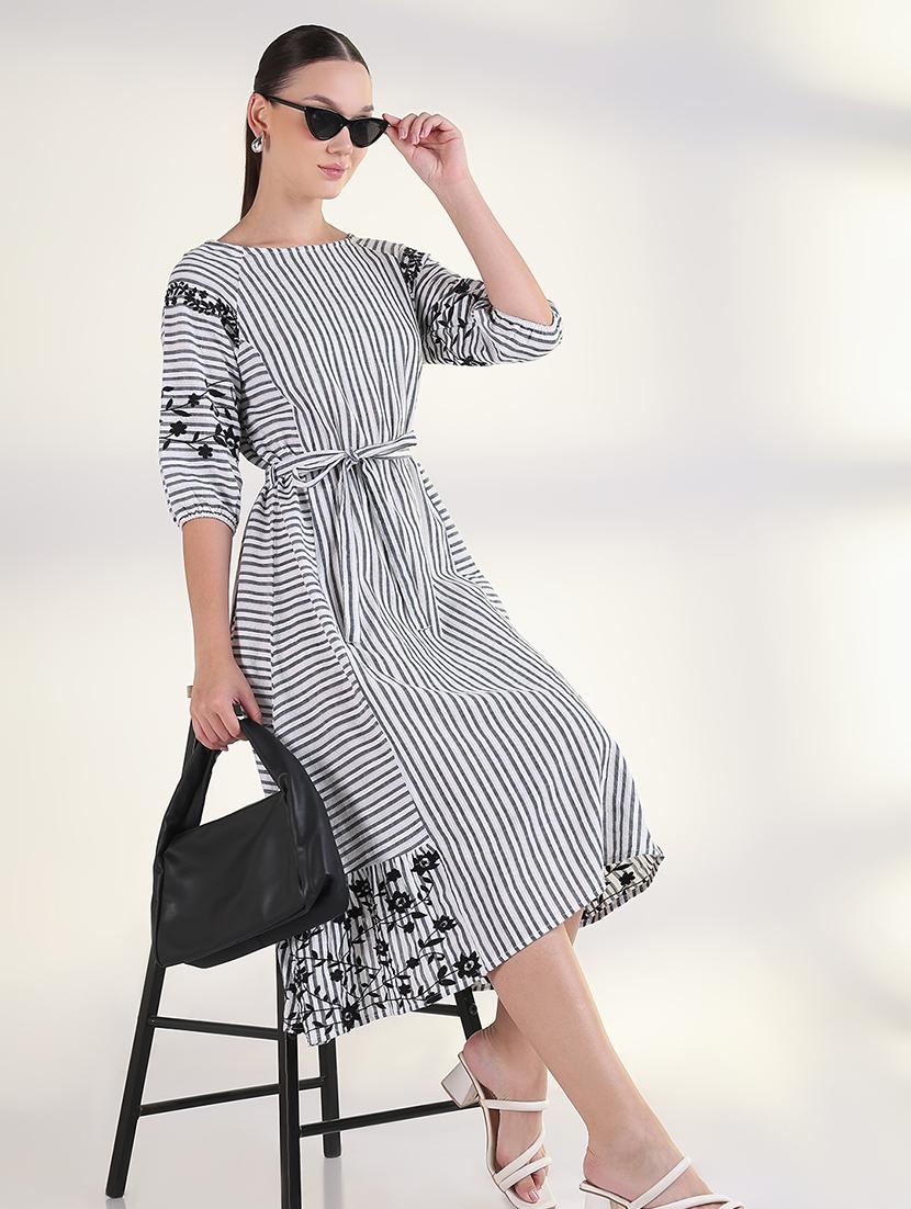 women embroidered puff sleeves a-line dress - 21843360 -  Zoom Image - 0