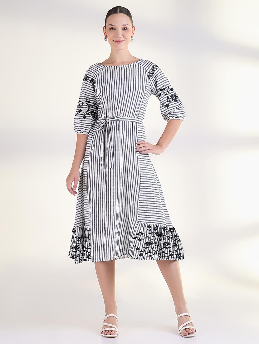 women embroidered puff sleeves a-line dress - 21843360 - Standard Image - 1