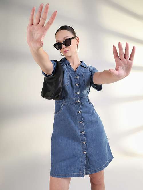 women collared short sleeves shirt dress - 21843363 - Standard Image - 0