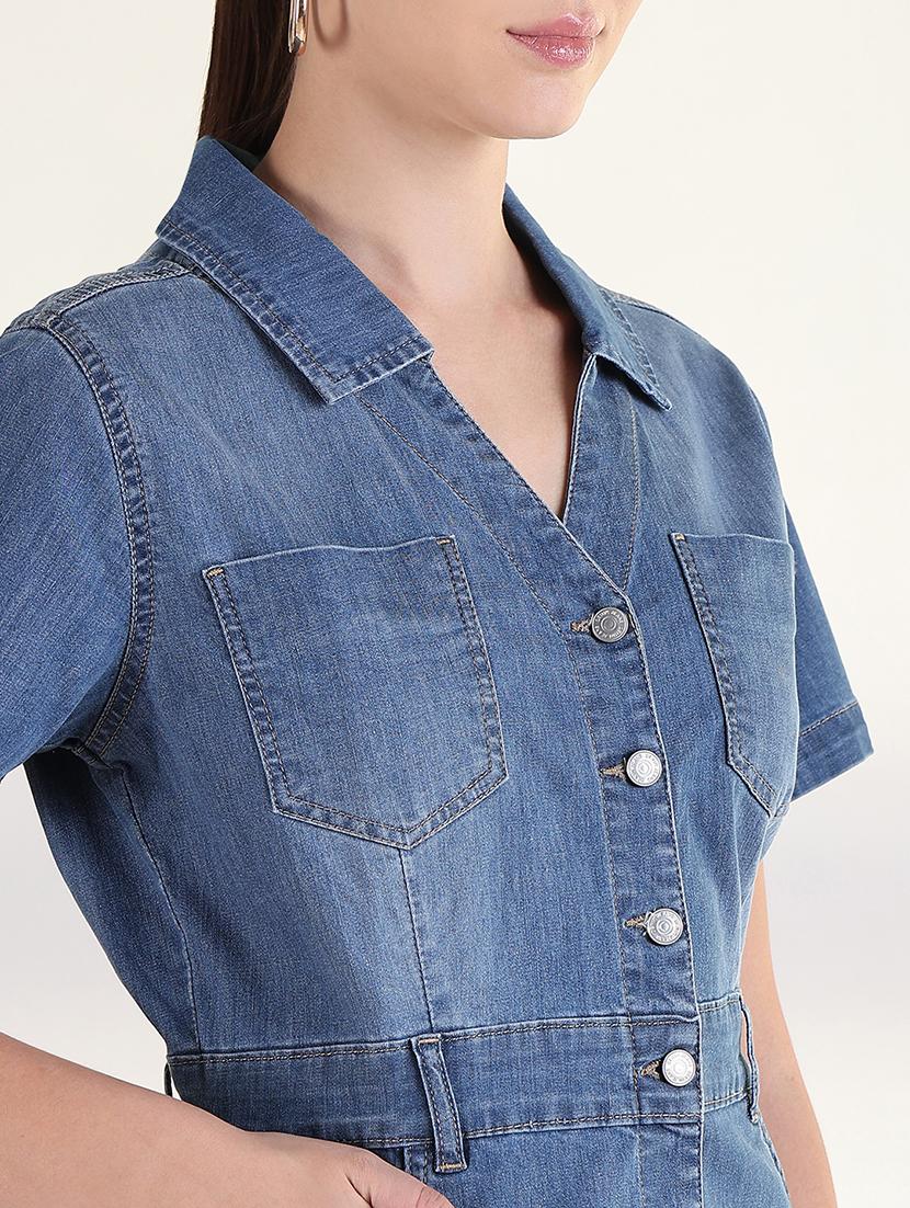 women collared short sleeves shirt dress - 21843363 - Standard Image - 4