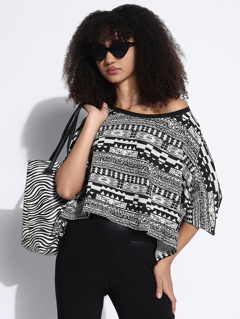 women printed scoop neck boxy top - 21843365 -  Zoom Image - 0