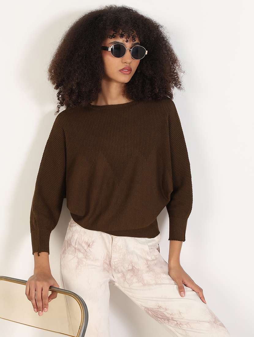 women solid batwing sleeves regular top - 21843368 - Zoom Image - 0