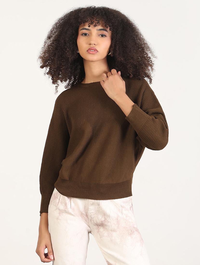 women solid batwing sleeves regular top - 21843368 - Standard Image - 1