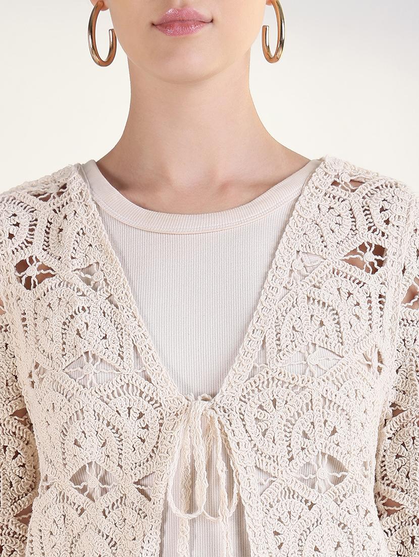 women crochet detailed fringed hem top - 21843372 - Standard Image - 4