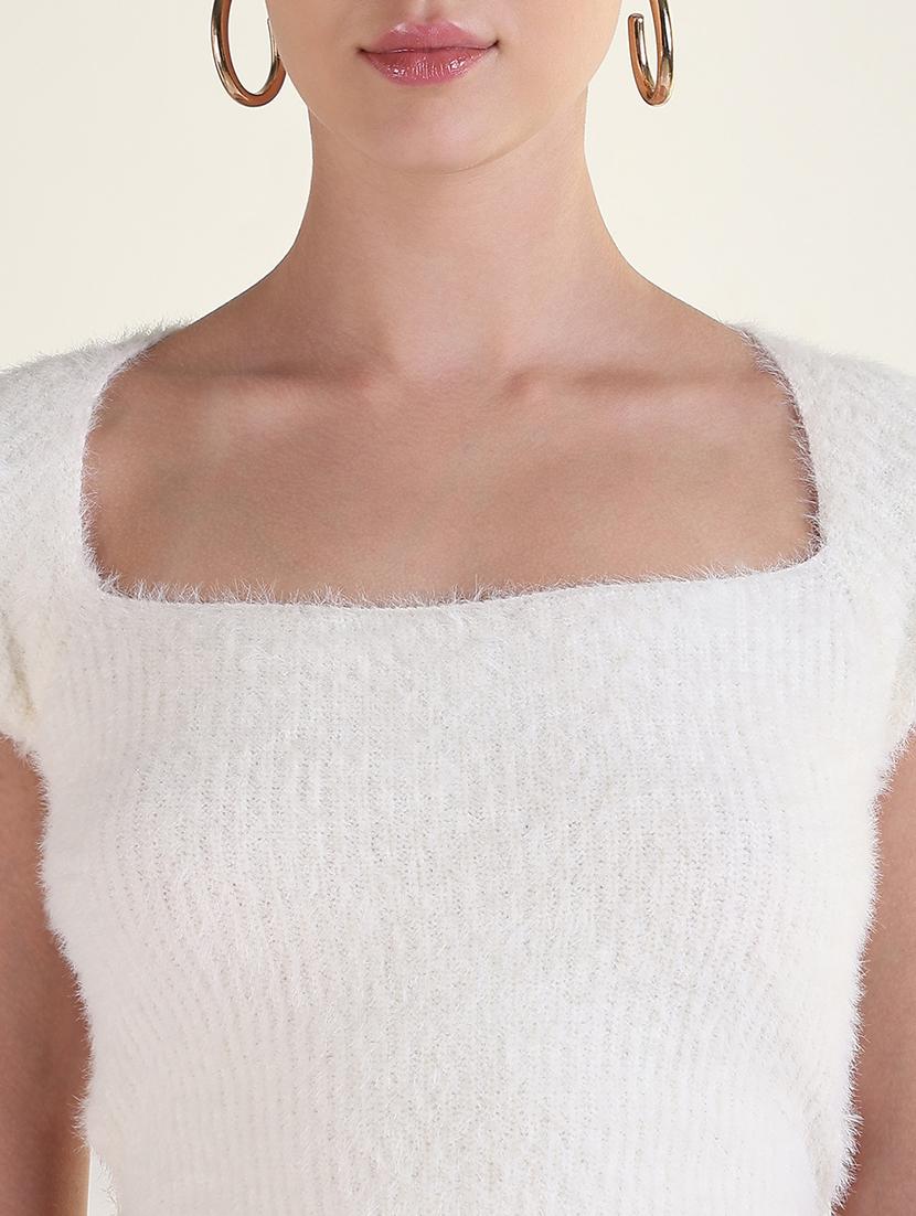 women solid cap sleeves crop top - 21843373 - Standard Image - 4