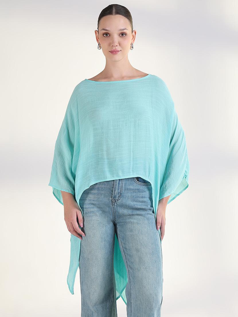 women solid kimono sleeves high low top - 21843379 -  Zoom Image - 0