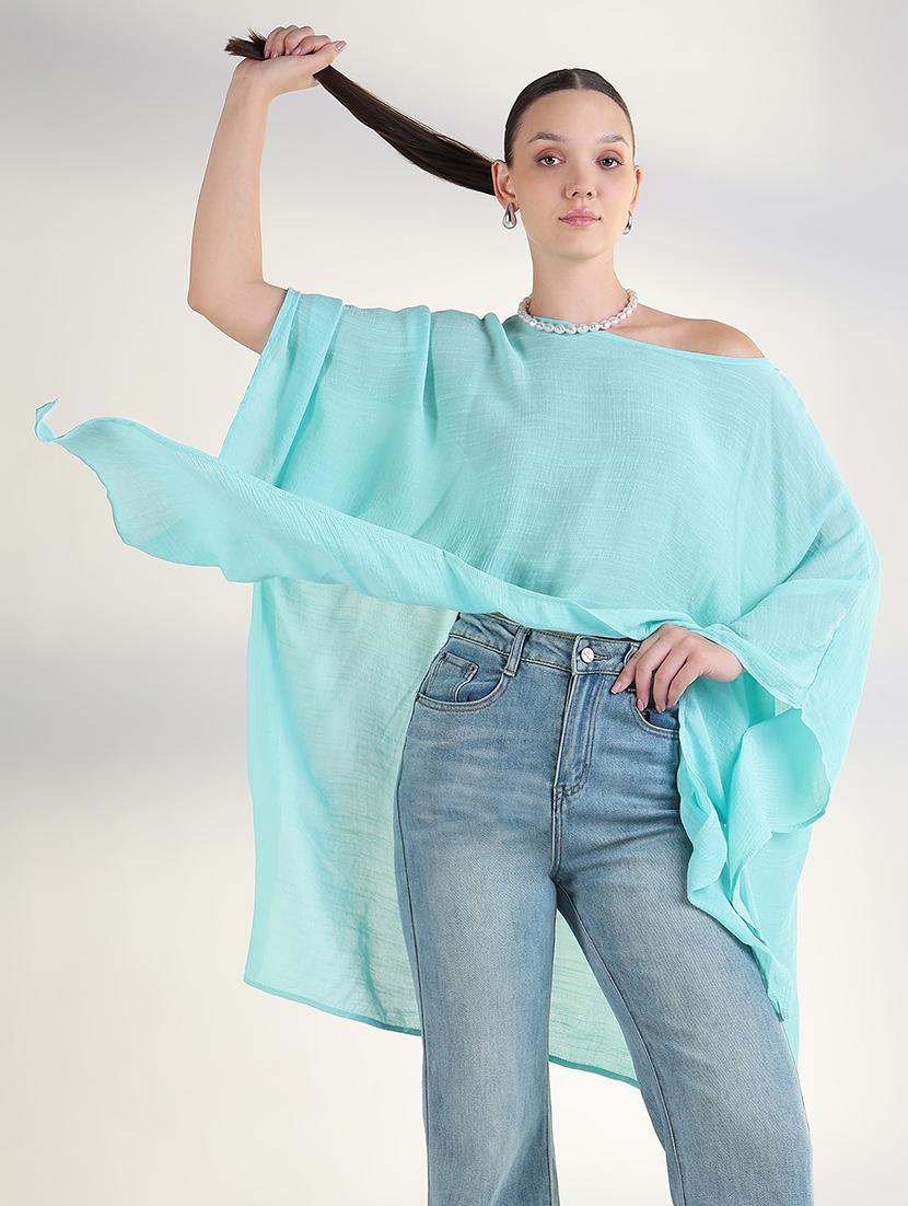 women solid kimono sleeves high low top - 21843379 - Standard Image - 1