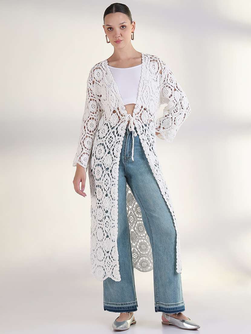 women long sleeves long crochet shrug - 21843389 -  Standard Image - 1