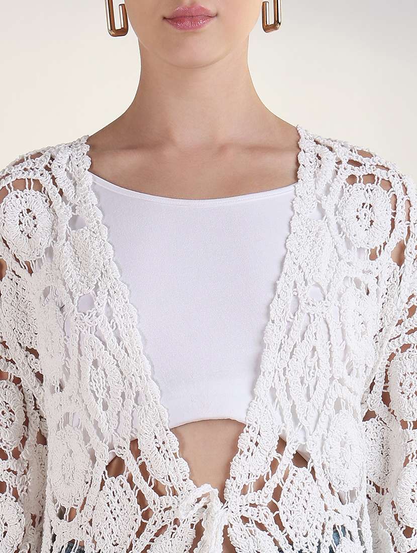 women long sleeves long crochet shrug - 21843389 -  Standard Image - 4