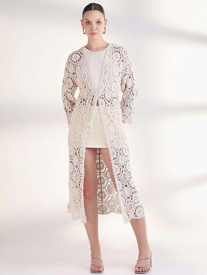 women long sleeves long crochet shrug - 21843390 -  Standard Image - 1