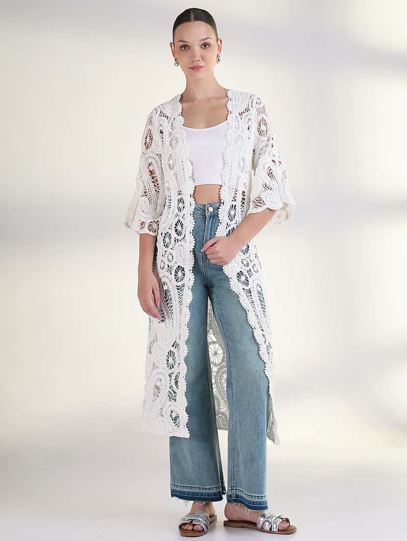 women long sleeves long crochet shrug - 21843392 -  Standard Image - 1