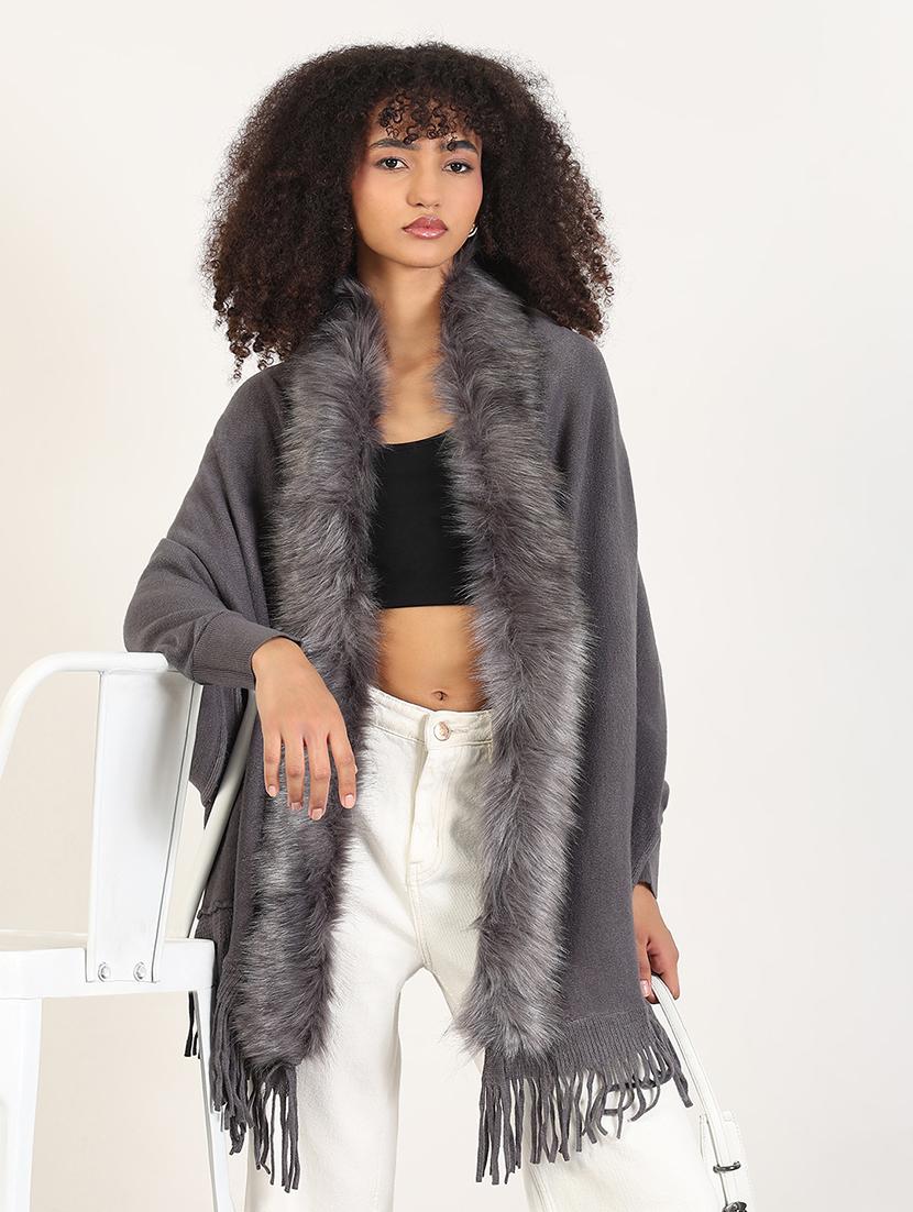 women self designed fringed hem shrug - 21843408 - Zoom Image - 0