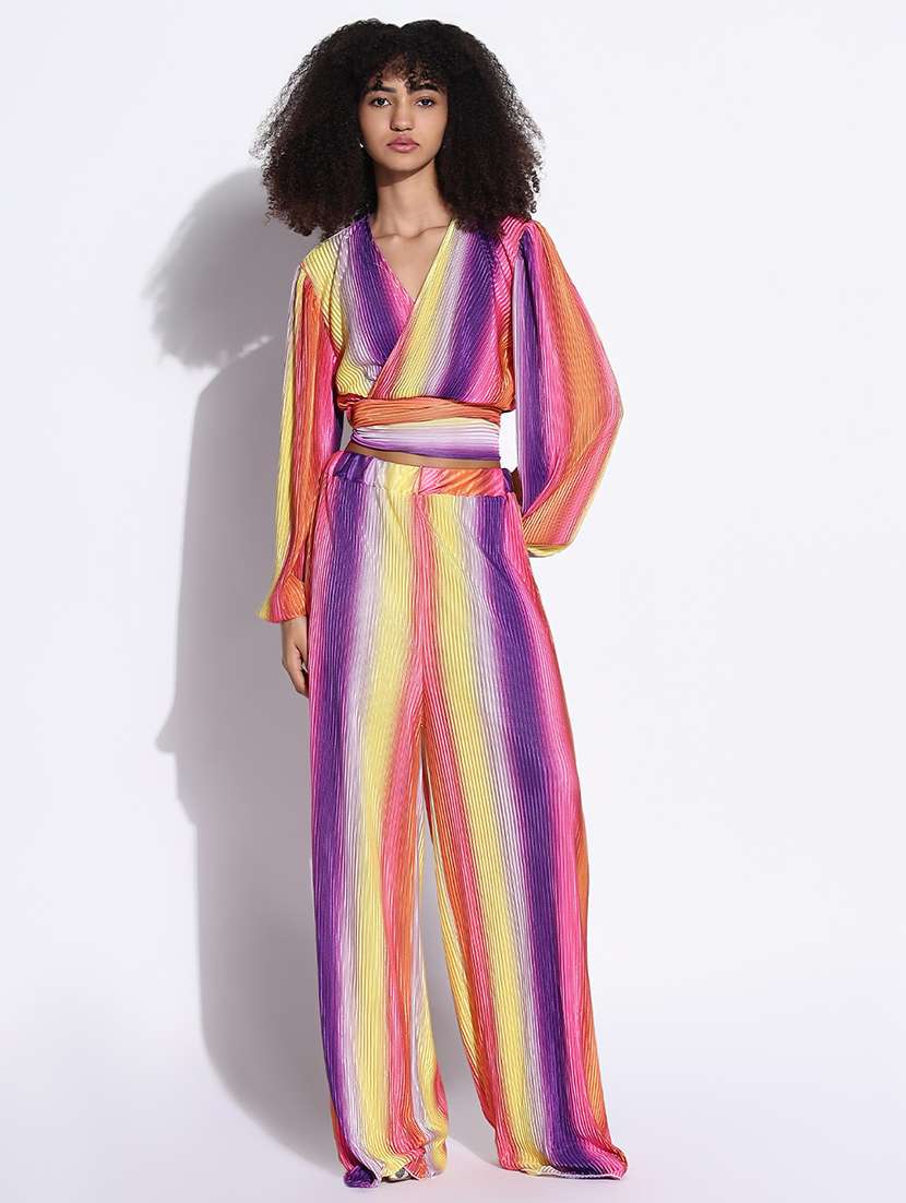 women solid top and trouser co-ord set - 21843421 -  Standard Image - 1