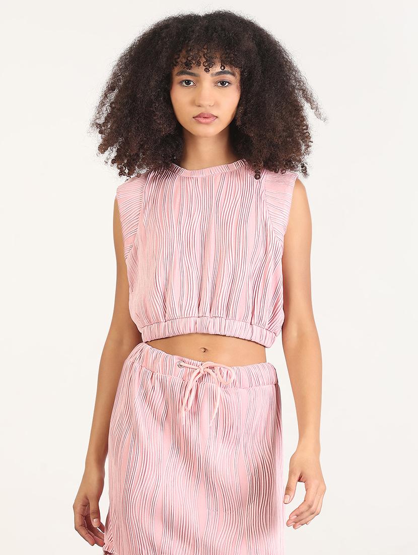 women solid top and skirt co-ord set - 21843422 - Standard Image - 1