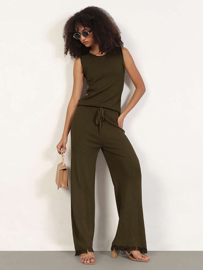 women solid top and trouser co-ord set - 21843423 -  Standard Image - 6