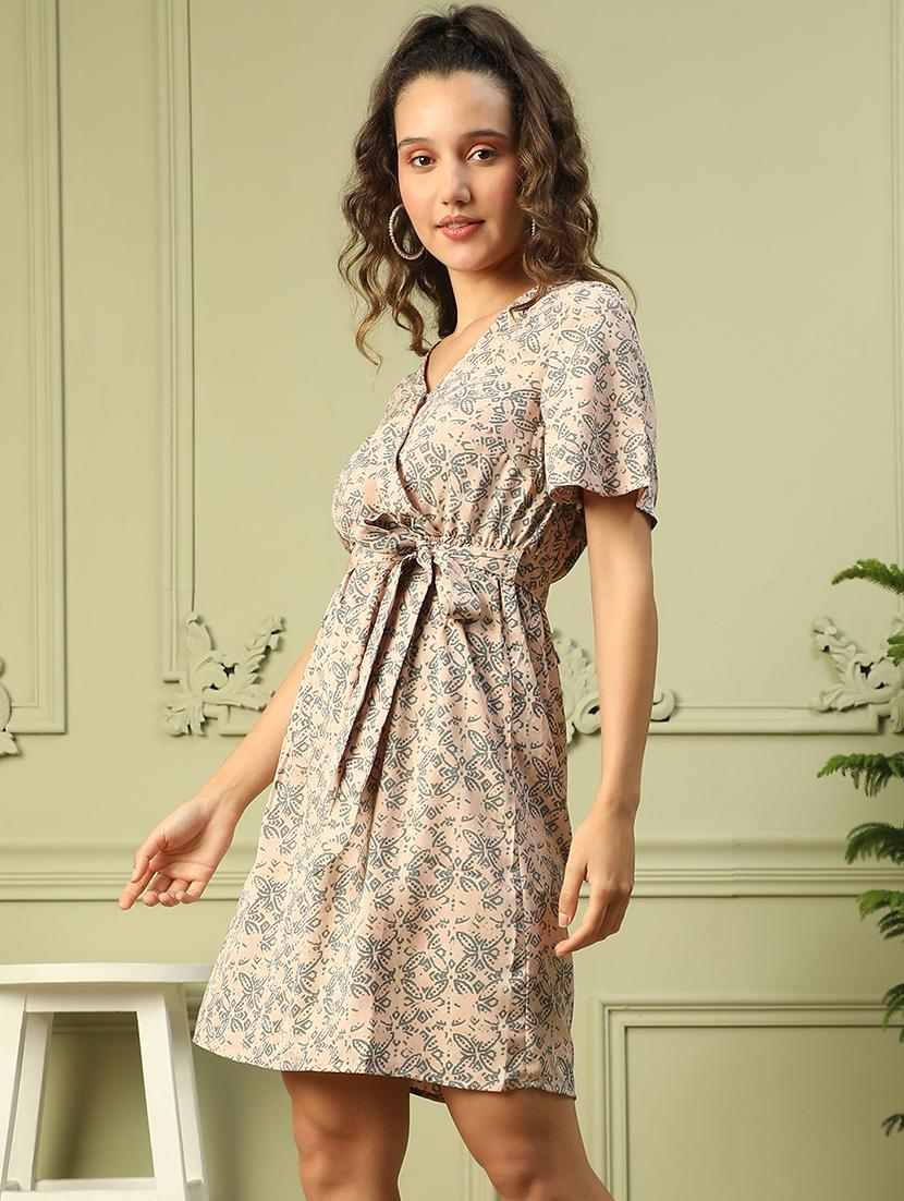 women printed short sleeves a-line dress - 21843447 -  Standard Image - 1