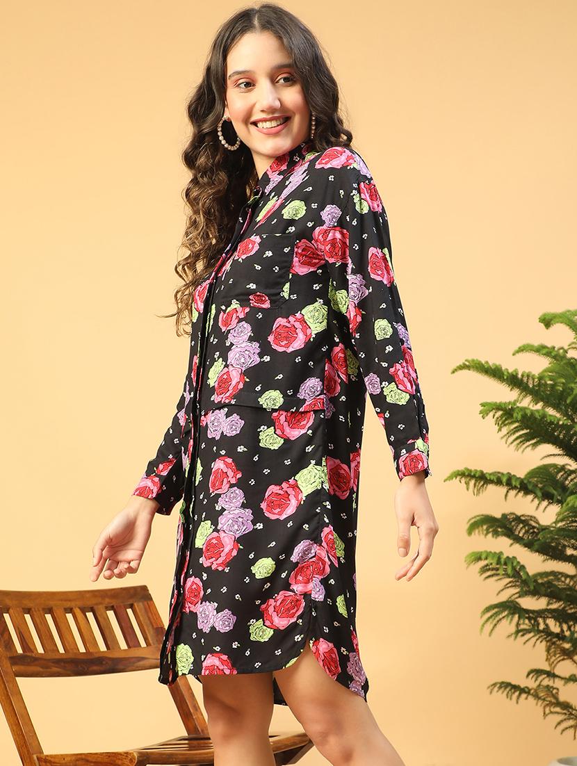 women floral print collared shirt dress - 21843453 -  Standard Image - 1