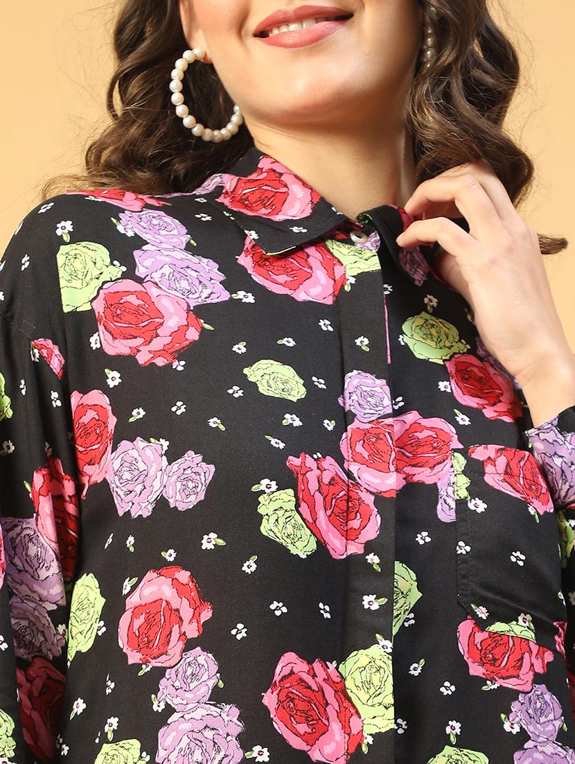 women floral print collared shirt dress - 21843453 - Standard Image - 4