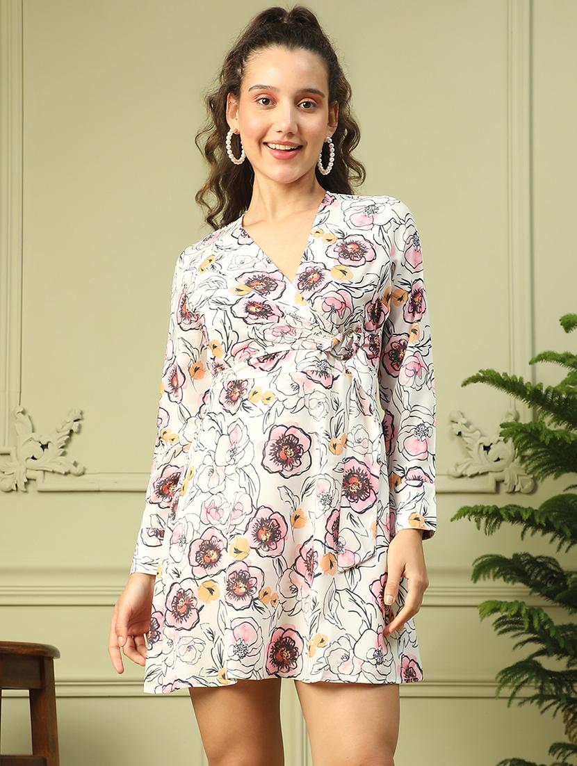 women floral printed long sleeves a-line dress - 21843460 - Zoom Image - 0
