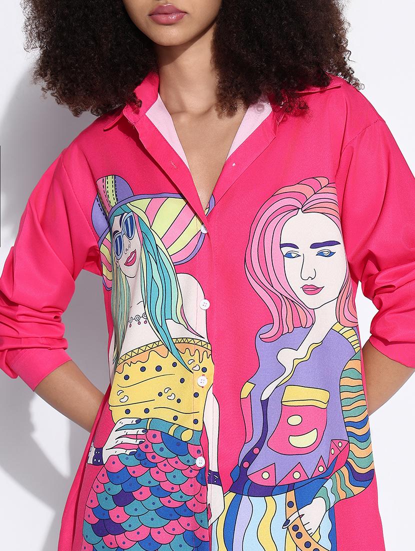 women printed collared oversized shirt - 21843470 - Standard Image - 4