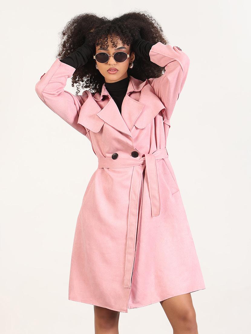 women solid long sleeves trench coat - 21843501 - Zoom Image - 0