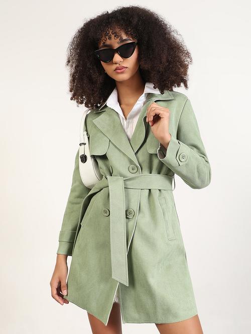 women solid long sleeves trench coat - 21843506 -  Standard Image - 0