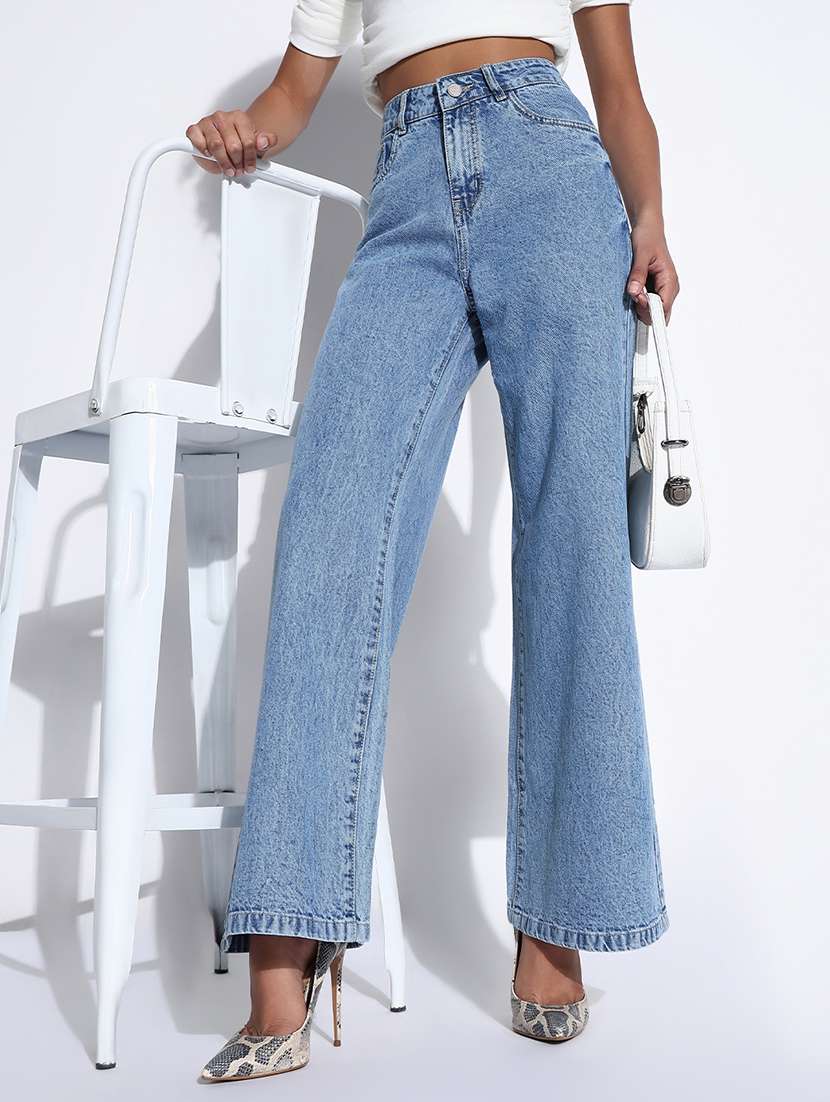 women high rise wide leg jeans