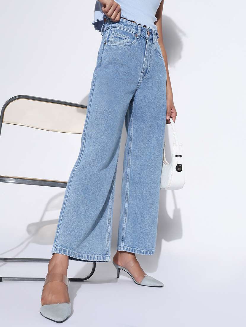 women high rise straight fit jean