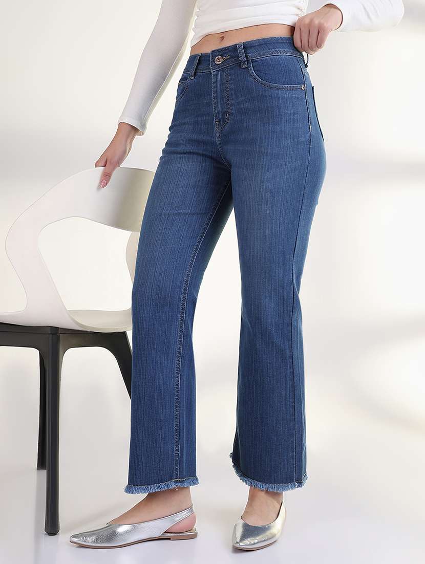 women mid rise straight fit jean