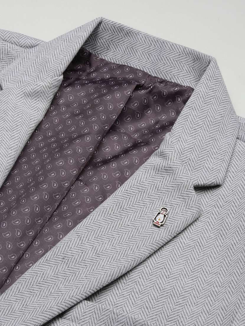 men grey long sleeve single breasted casual blazer - 21843565 -  Standard Image - 6