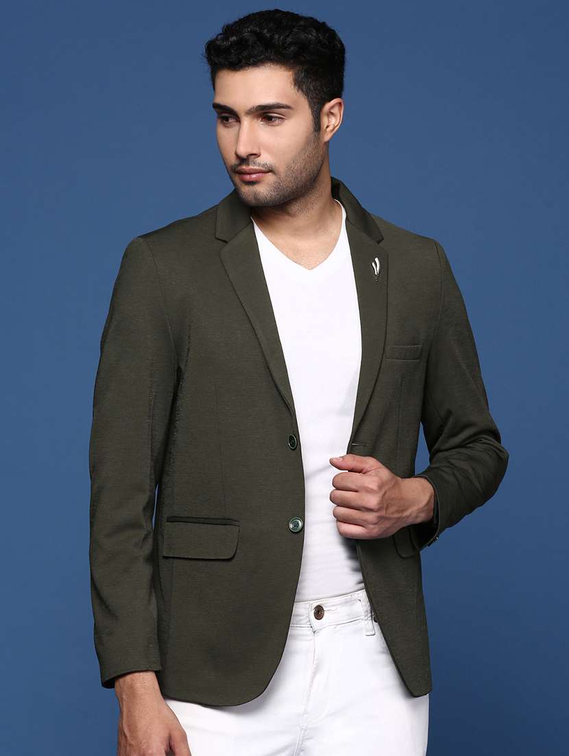 men green long sleeve single breasted casual blazer - 21843566 -  Standard Image - 1