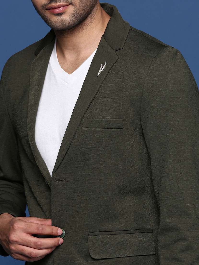men green long sleeve single breasted casual blazer - 21843566 -  Standard Image - 4