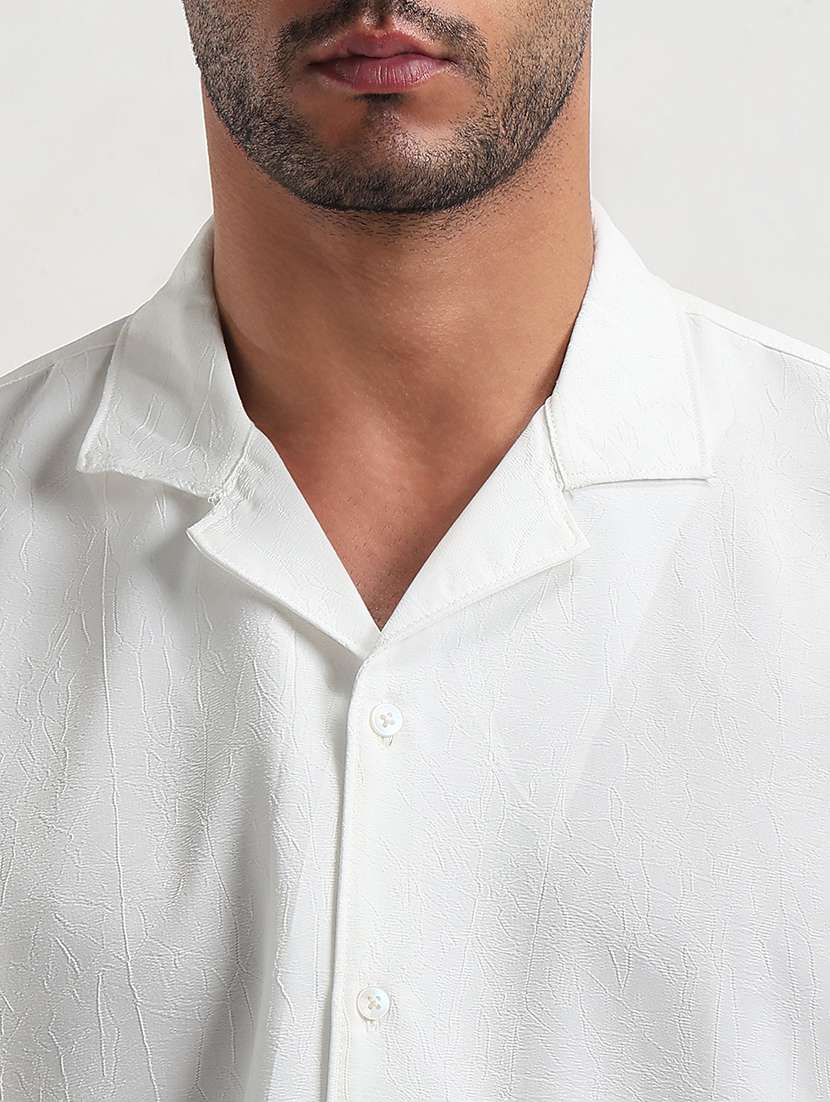 men white solid short sleeve regular fit casual shirt - 21843813 -  Standard Image - 4