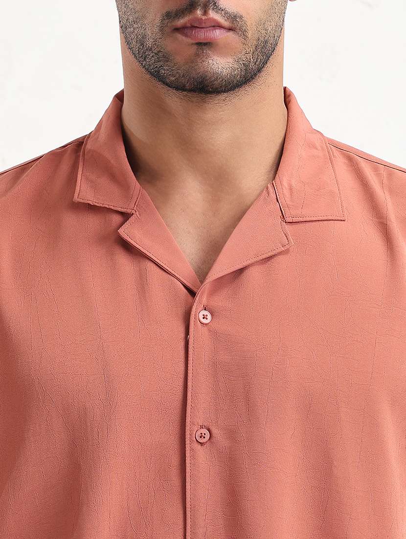 men rust solid short sleeve regular fit casual shirt - 21843815 -  Standard Image - 4