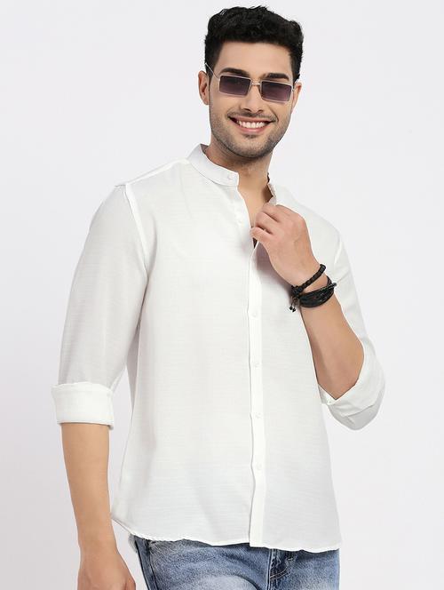 men white solid long sleeve regular fit  casual shirt - 21843828 -  Standard Image - 0