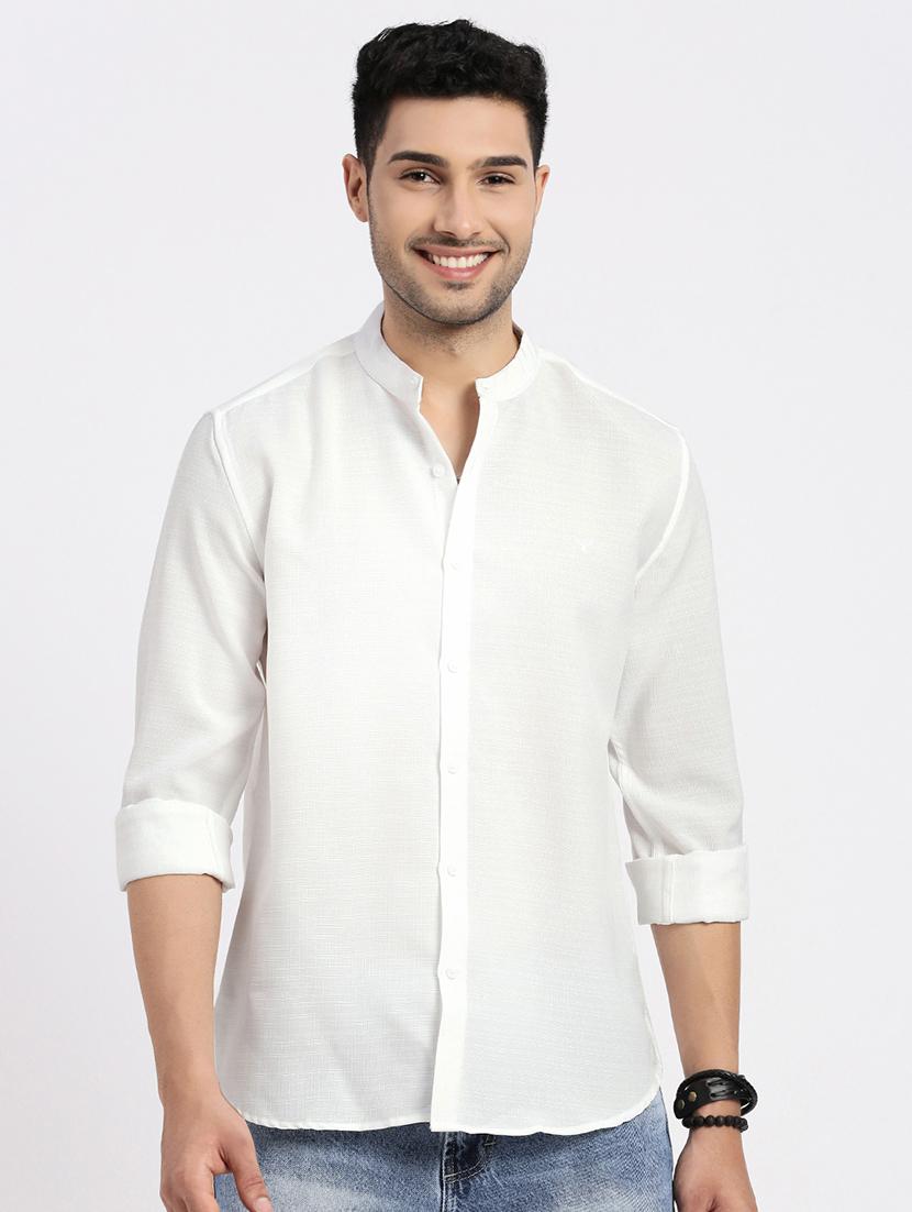 men white solid long sleeve regular fit casual shirt - 21843828 - Standard Image - 1