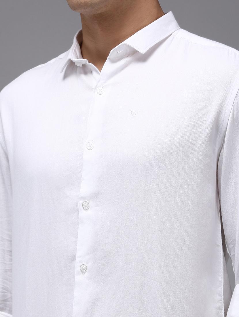 men white solid long sleeve slim fit casual shirt - 21843834 - Standard Image - 4