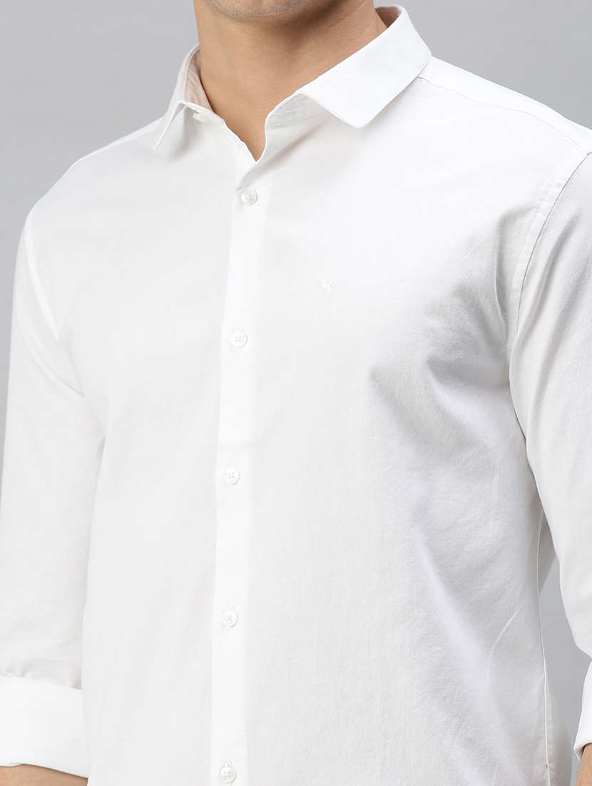 men white solid long sleeve slim fit casual shirt  - 21843845 -  Standard Image - 4
