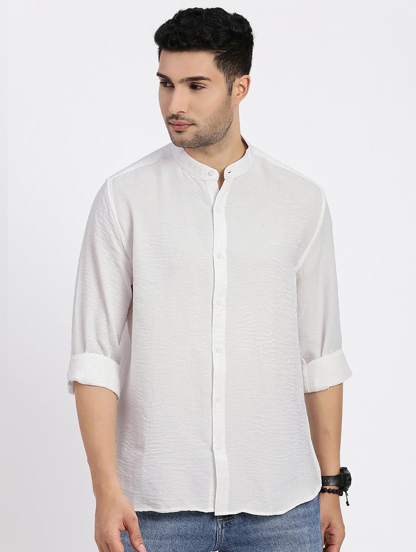 men white solid long sleeve regular fit  casual shirt - 21843848 -  Standard Image - 1