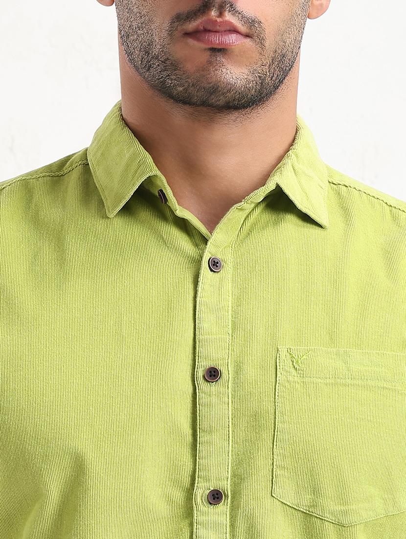 men green solid long sleeve slim fit casual shirt - 21843849 - Standard Image - 4