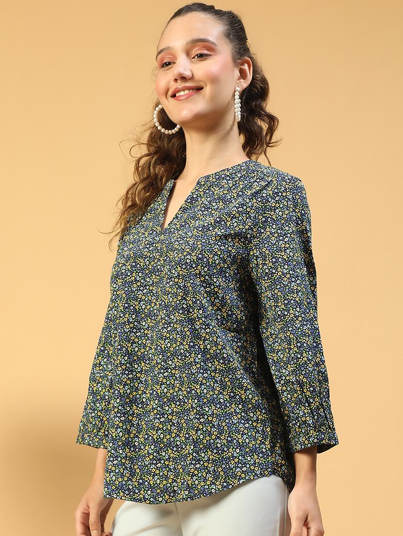 women floral printed notch neck regular top - 21843853 - Standard Image - 1