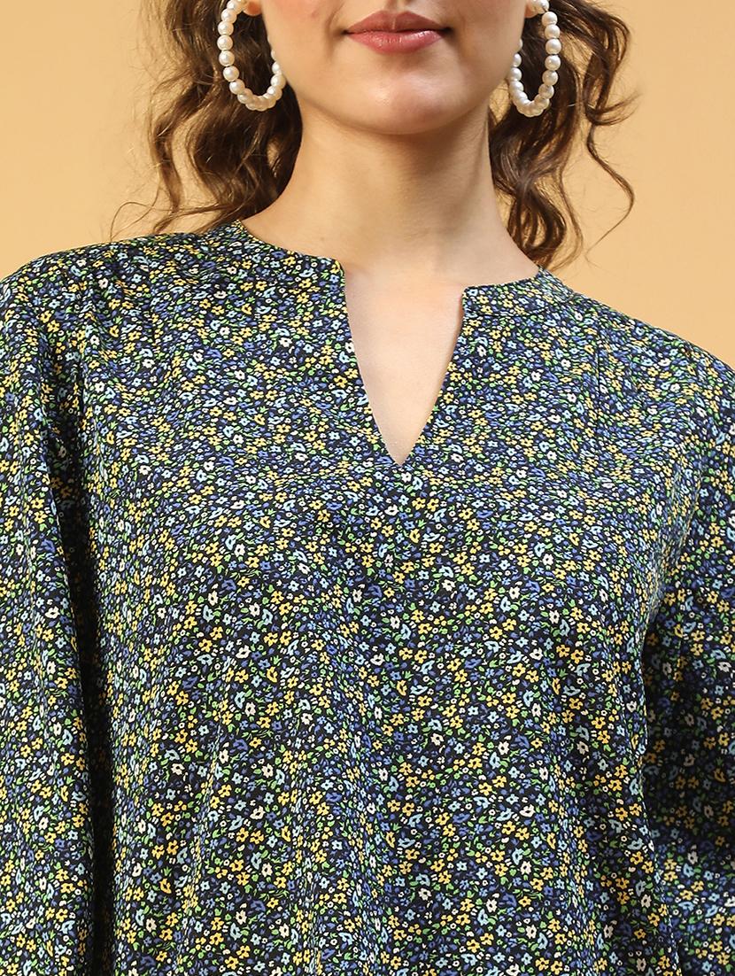 women floral printed notch neck regular top - 21843853 - Standard Image - 4