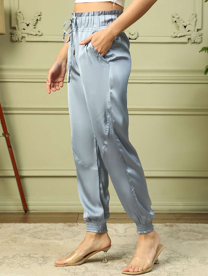 women solid high rise jogger - 21843874 -  Standard Image - 1